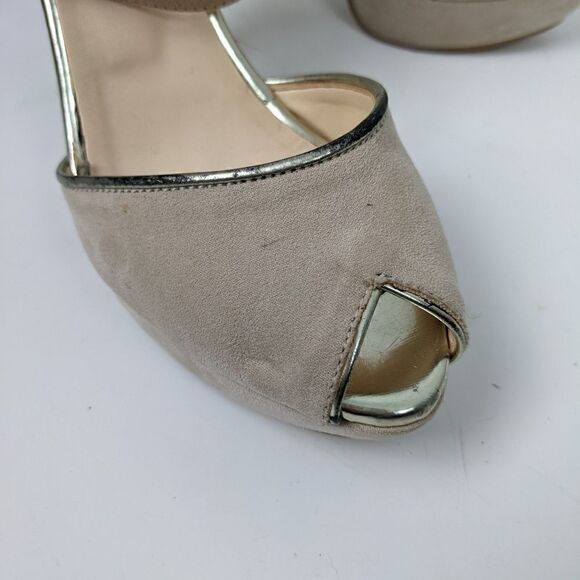 Light pink leather platform pumps, Italian suede heels size 7 - Picture 7 of 7